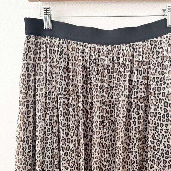A NEW DAY | Leopard Print Chiffon Tulle Pleated Skirt Elastic Waist | Medium - Picture 3 of 7